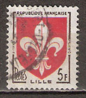 Timbre France Y&T N°1186 (11) Obl.  Armoirie De Lille.  5 F. Brun-noir Et Rouge. Cote 0,15 € - 1941-66 Coat Of Arms And Heraldry