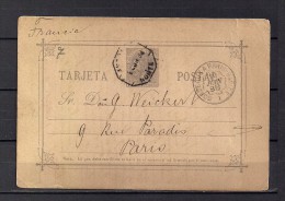 1888 GUIPÚZCOA, ENTERO POSTAL ED. 11, CIRCULADO ENTRE SAN SEBASTIAN Y PARIS, MAT. AMBULANTE DESCENDENTE NORTE - 1850-1931