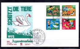 ALLEMAGNE  FDC 1972 Oiseaux Cygne Canards - Cygnes