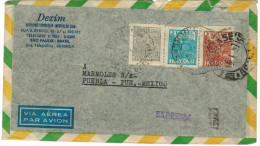 BRASILE - BRASIL - 1947 - Via Aerea - Par Avion - Air Mail - 3 Stamps - Viaggiata Da Sao Paulo Per Puebla, Messico - Storia Postale