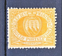 San Marino 1877 N. 2 C. 5 Giallo MH - Ongebruikt