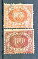 San Marino 1877 N. 4 C. 20 Rosso E N. 5 C. 25 Bruno Lacca Usati - Gebraucht