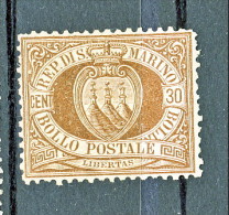 San Marino 1877 N. 6 C. 30 Bruno MH Perfetta Centratura, Firmato Biondi, Cat € 600 - Nuevos