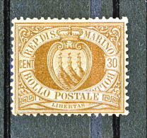 San Marino 1877 N. 6a C. 30 Bruno Chiaro MH Perfetta Centratura, Freshissimo, Firmato Biondi Cat. € 600 - Ongebruikt