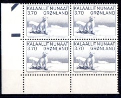 Groenland - 1984 - Bloc De 4, N° 135 **. Ours Blanc Tuant Un Chasseur De Phoques. Polaire, Faune De L'Arctique. - Ungebraucht