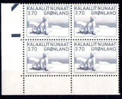Groenland - 1984 - Bloc De 4, N° 135 **. Ours Blanc Tuant Un Chasseur De Phoques. Polaire, Faune De L'Arctique. - Unused Stamps
