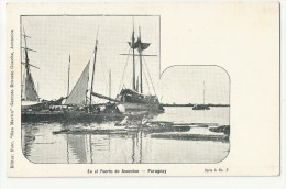 2379 PARAGUAY ASUNCION THE PORT AND BOAT POSTAL POSTCARD - Paraguay