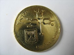 ISRAEL 1 ONE LIRA LIRAH PLATED WITH GOLD 1970 NICE COIN LOT 35 NUM 1 - Israel