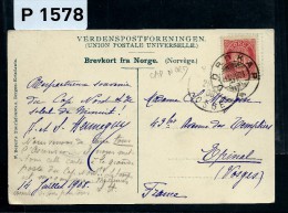 NORVEGE - OBLITERATION DE NORDKAP SUR CP EN 1908 POUR LA FRANCE  A VOIR - Storia Postale