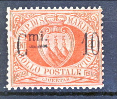 San Marino 1892 N. 10, Cmi 10 Su C. 20 Rosso MH - Nuovi