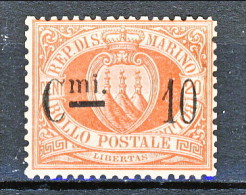 San Marino 1892 N. 10, Cmi 10 Su C. 20 Rosso MH Ottima Centratura - Neufs