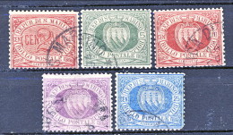 San Marino 1894 Stemma N. 26 - 30 MH Usati - Oblitérés