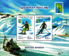 Azerbaijan - 2014 - Winter Sports - Skiing - Mint Souvenir Sheet - Azerbaïdjan