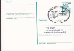 Germany Postal Stationery Ganzsache Entier FELLBACH 1980 Chess Schach Échecs - Postcards - Used