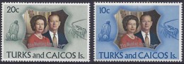 TURKS & CAICOS 25th WEDDING ANNIVERSARY Of QUEEN ELIZABETH II MNH 1972 - Turks E Caicos