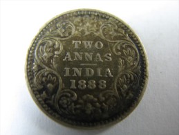 INDIA BRITISH TWO 2 ANNAS ANNA  1888 SILVER COIN SHARP DETAILS  LITTLE COIN  VICTORIA LOT 15 NUM 18 MOVED TO  LOT 100 - Indien