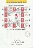 France 1992, Jeux Olympiques D'Albertville Bloc N° 14 Sur Lettre Recommandée, Guichet Annexe D'Albertville. - Gebraucht