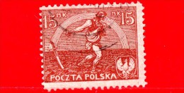 POLONIA - POLSKA - Usato - 1921 - Agricoltura - Semina - Sowing Man - 15 Mk - Usati