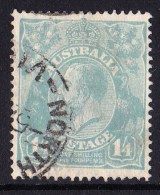 Australia 1927 King George V 1/4d Greenish Blue Small Multi Wmk P14 Used - - - Oblitérés