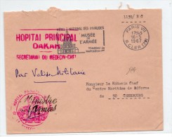 1967 - ENVELOPPE PAR VALISE MILITAIRE Avec CACHET "HOPITAL PRINCIPAL DAKAR" - Bolli Militari A Partire Dal 1900 (fuori Dal Periodo Di Guerra)