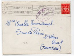 1954 - ENVELOPPE FM De CLERMONT FERRAND (PUY DE DOME) Avec CACHET "BATAILLON DE L´AIR 1/745" - Militaire Stempels Vanaf 1900 (buiten De Oorlog)