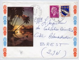 1969 - ENVELOPPE ILLUSTREE TAHITI FM POSTE AUX ARMEES Du SP 91420 - Militärstempel Ab 1900 (ausser Kriegszeiten)