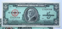 Nice $5 Pesos, 1960 UNC From CUBA, ABNC New York Printed Old Design In Revolution - Cuba