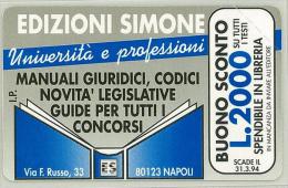 Carte Telefoniche: Edizioni Simone - Università E Professioni  - Nuova - Omaggio  - Mantegazza - Privées - Hommages
