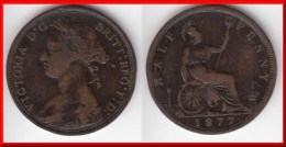 **** GRANDE-BRETAGNE - GREAT-BRITAIN - 1/2 PENNY 1877 - HALF PENNY 1877 VICTORIA **** EN ACHAT IMMEDIAT !!! - C. 1/2 Penny