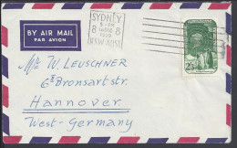 AUSTRALIE - 1959 - TIMBRE DES TERRITOIRES SUR LETTRE DE SYDNEY A DESTINATION DE HANNOVER (ALL) - - Bolli E Annullamenti