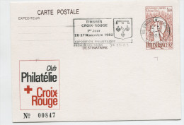 PHILEXFRANCE 82 (Yvert N° 2216-CP1 ENTIER POSTAL Repiqué (Croix Rouge) Oblit. SECAP Timbres Croix Rouge / 1983 - Postales  Transplantadas (antes 1995)