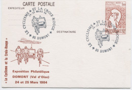 PHILEXFRANCE 82 (Yvert N° 2216-CP1 ENTIER POSTAL Repiqué Oblit. Temporaire Cyclisme Et Croix Rouge/ 1984 - Postales  Transplantadas (antes 1995)