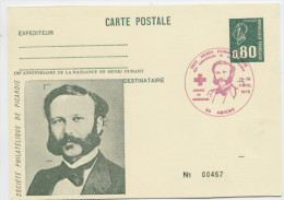 MARIANNE DE BEQUET 0,80f. (Yvert N° 1891-CP1 ENTIER POSTAL Repiqué Oblit. Temporaire JHenri Dunant/ 1978 - Overprinter Postcards (before 1995)