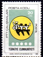 TURKEY 1985 Introduction Of Post Codes -  Postman & Couple Dancing  20l. - Black, Yellow & Green MNG - Unused Stamps