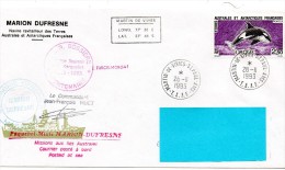 Pli Du Navire Ravitailleur  MARION DUFRESNE Cachet Et Signature Du Commandant  J;F HUET ) - Storia Postale