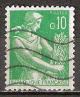 Timbre France Y&T N°1231 (06) Obl.  Moissonneuse.  10 C. Vert. Cote 0,15 € - 1957-1959 Moissonneuse