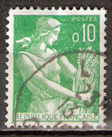 Timbre France Y&T N°1231 (07) Obl.  Moissonneuse.  10 C. Vert. Cote 0,15 € - 1957-1959 Reaper