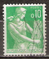 Timbre France Y&T N°1231 (09) Obl.  Moissonneuse.  10 C. Vert. Cote 0,15 € - 1957-1959 Mäherin