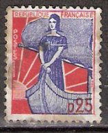 Timbre France Y&T N°1234 (05) Obl.  Marianne à La Nef.  25 C. Bleu Et Rouge. Cote 0,15 € - 1959-1960 Marianne (am Bug)