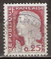 Timbre France Y&T N°1263 (15) Obl.  Marianne De Decaris. 0.25 Fc. Gris Clair Et Carmin Foncé. Cote 0,15 € - 1960 Marianne De Decaris