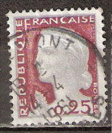 Timbre France Y&T N°1263 (20) Obl.  Marianne De Decaris. 0.25 Fc. Gris Clair Et Carmin Foncé. Cote 0,15 € - 1960 Marianne (Decaris)