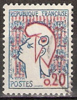 Timbre France Y&T N°1282 (06) Obl.  Marianne De Cocteau. 0.20 Fc. Bleu Et Rouge. Cote 0,15 € - 1961 Marianni Di Cocteau