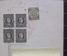 Italia Repubblica Cambiale 1979 Marche Da Bollo  £, Quartina Da 500, 200. - Revenue Stamps