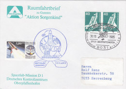 Raumflugpost SPACELAB Mission D1, Startstempel Und Sonderstempel: Wessling DFVLR Oberpfaffenhofen 30.10.1985 - Estados Unidos