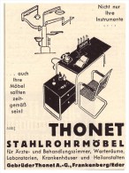 Original Werbung - 1938 - Thonet Stahlrohrmöbel In Frankenberg A. Eder , Möbel , Krankenhaus , Arzt , Heilanstalt !!! - Frankenberg (Eder)
