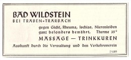 Original Werbung - 1938 - Bad Wildstein B. Traben-Trarbach , Kur , Arzt , Apotheke , Krankenhaus !!! - Traben-Trarbach