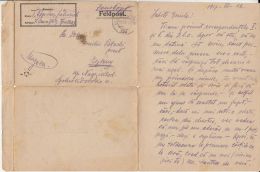 13045- WAR FIELD LETTER, CAMP NR 223, CENSORED INFANTERY BATALLION 1/63, 1917, HUNGARY - Covers & Documents