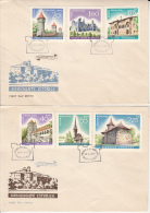 13087- HISTORIC MONUMENTS, CASTLE, MONASTERIES, COVER FDC, 2X, 1967, ROMANIA - FDC