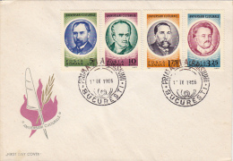 13091- CULTURAL ANNIVERSARIES, G. COSBUC, GH. SINCAI, I. GHICA, S. C-TIN. CANTACUZINO, COVER FDC, 1966, ROMANIA - FDC