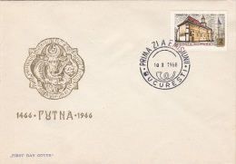 13095- PUTNA MONASTERY, COVER FDC, 1966, ROMANIA - FDC